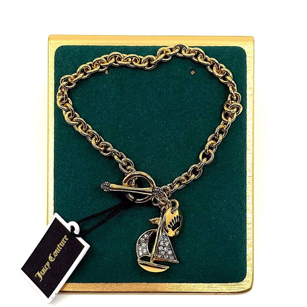 Juicy Couture Bracelet – Crystal Sailboat Pendant – New, Never Worn